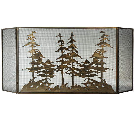 Meyda Tiffany Lighting 113067 Tall Pines Fireplace Screen Home Decor Copper/Antique/Verde