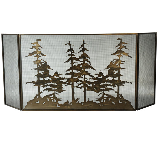 Meyda Tiffany Lighting 113067 Tall Pines Fireplace Screen Home Decor Copper/Antique/Verde