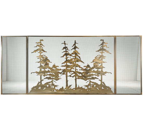 Meyda Tiffany Lighting 113067 Tall Pines Fireplace Screen Home Decor Copper/Antique/Verde