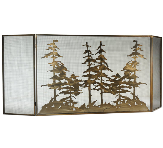 Meyda Tiffany Lighting 113067 Tall Pines Fireplace Screen Home Decor Copper/Antique/Verde