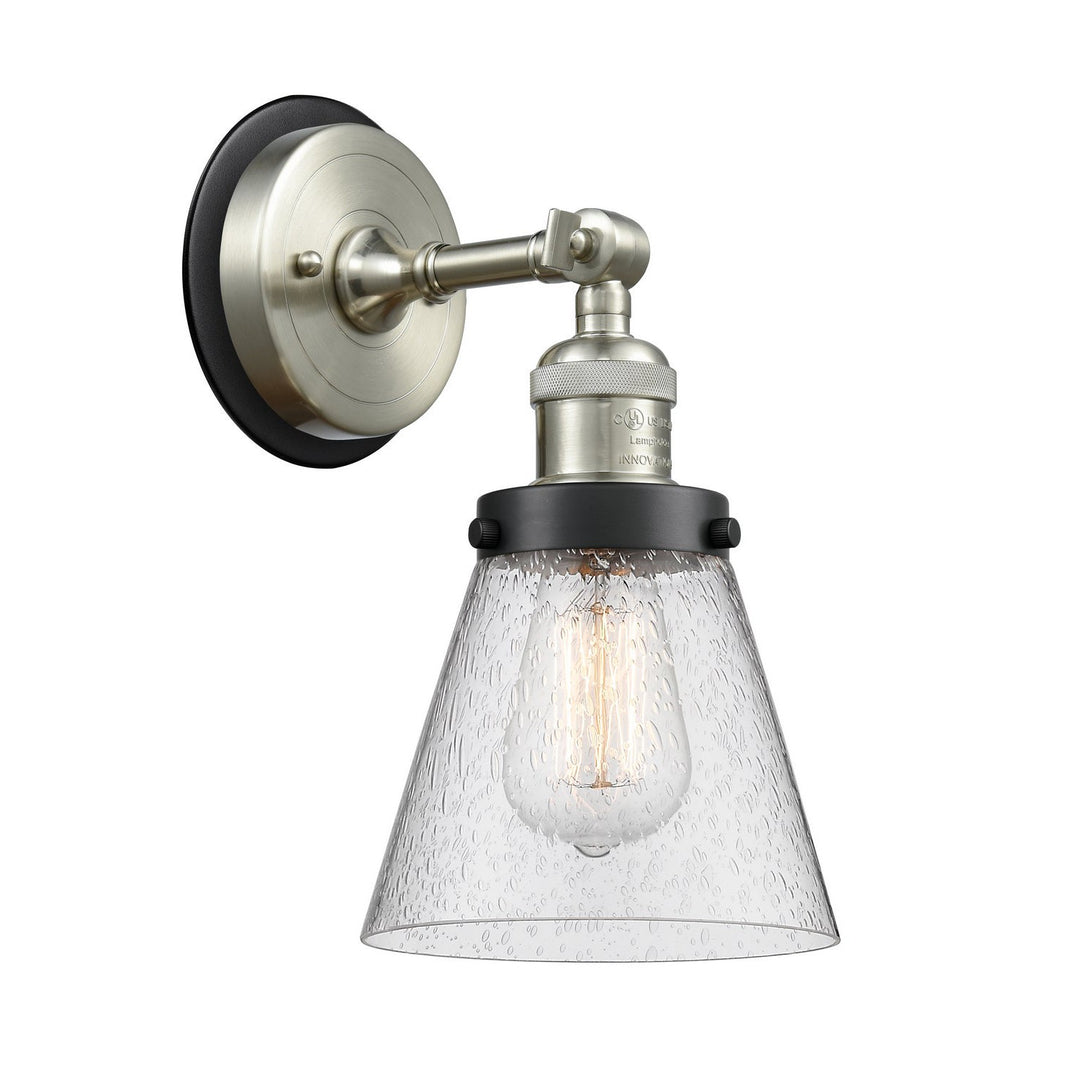 Innovations Franklin Restoration 203SN-BPBK-HRBK-G64 Wall Sconce Light - Brushed Satin Nickel