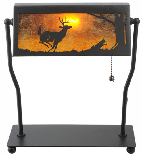 Meyda Tiffany Lighting 113076 Deer On The Loose One Light Banker's Lamp Lamp Bronze / Dark