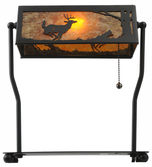 Meyda Tiffany Lighting 113076 Deer On The Loose One Light Banker's Lamp Lamp Bronze / Dark