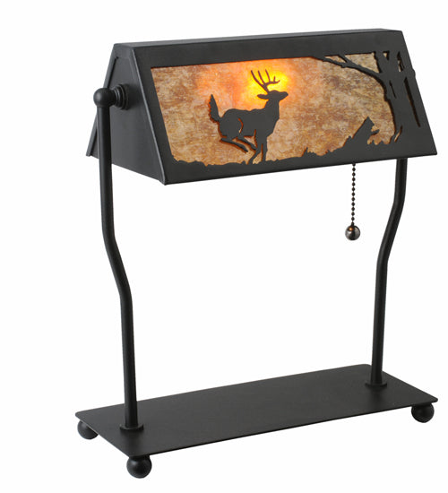Meyda Tiffany Lighting 113076 Deer On The Loose One Light Banker's Lamp Lamp Bronze / Dark