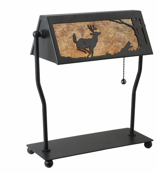 Meyda Tiffany Lighting 113076 Deer On The Loose One Light Banker's Lamp Lamp Bronze / Dark