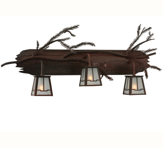 Meyda Tiffany Pine Branch 113088 Bath Vanity Light 32 in. wide - Red Rust,Wrought Iron