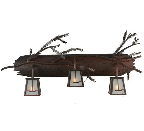 Meyda Tiffany Pine Branch 113088 Bath Vanity Light 32 in. wide - Red Rust,Wrought Iron