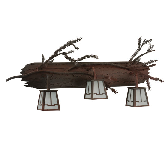 Meyda Tiffany Pine Branch 113088 Bath Vanity Light 32 in. wide - Red Rust,Wrought Iron