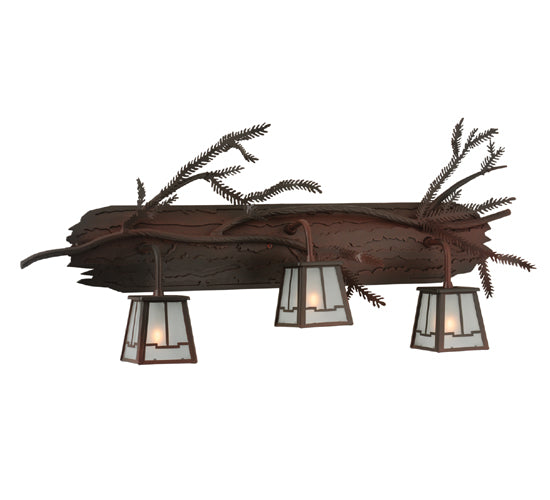 Meyda Tiffany Pine Branch 113088 Bath Vanity Light 32 in. wide - Red Rust,Wrought Iron
