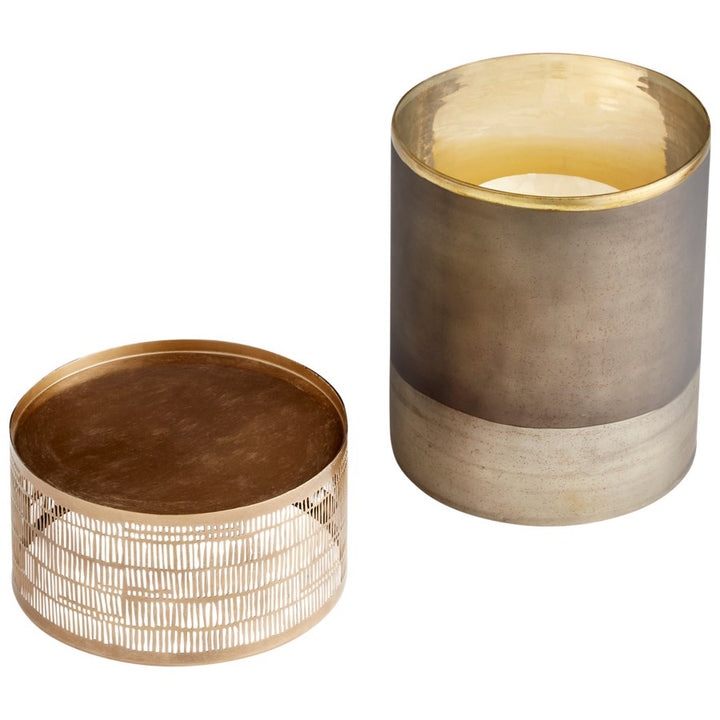 Cyan 10701 Candle Holders - Black Onyx And Antique Brass