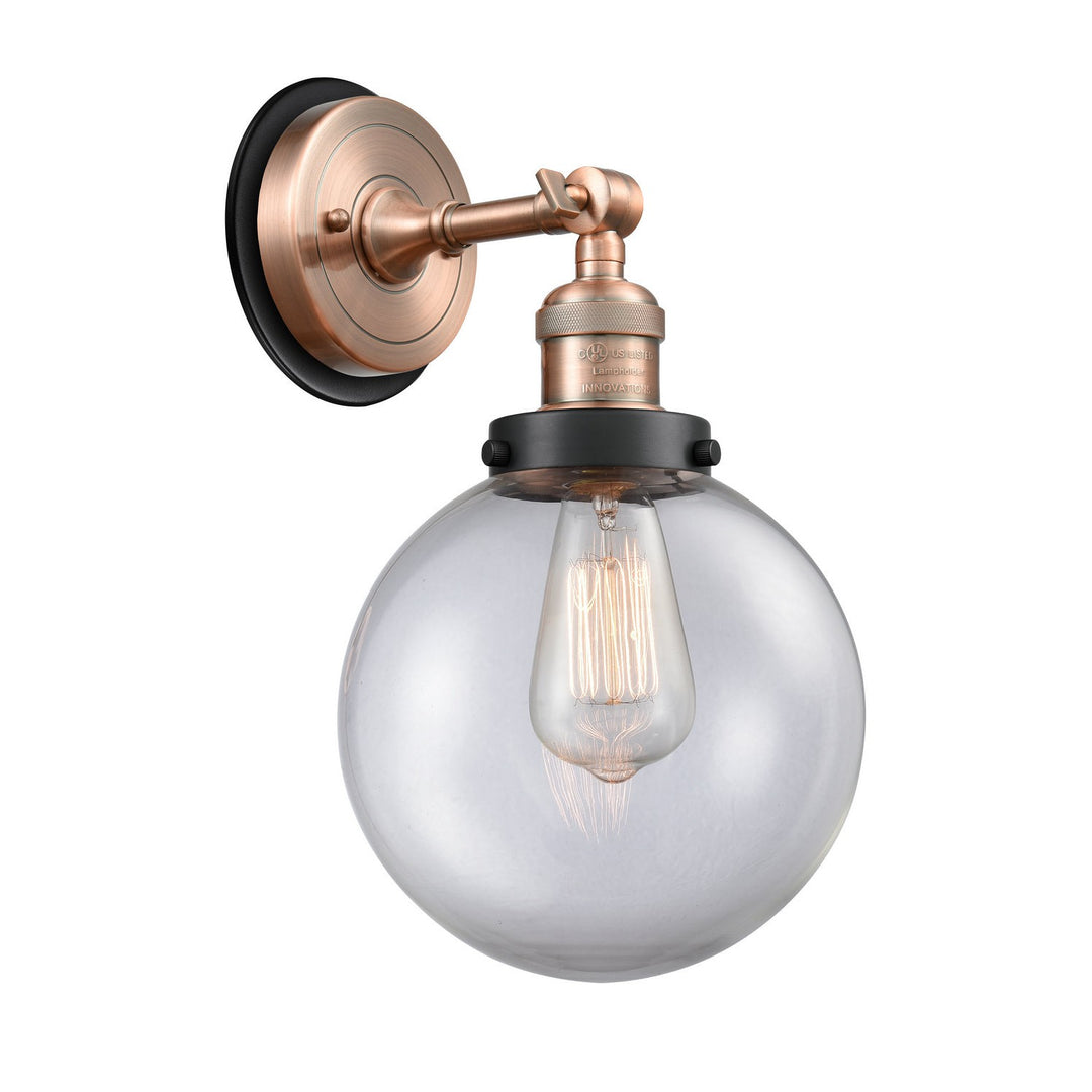 Innovations Franklin Restoration 203AC-BPBK-HRBK-G202-8 Wall Sconce Light - Antique Copper