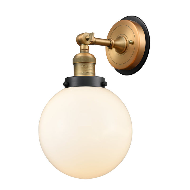Innovations Franklin Restoration 203BB-BPBK-HRBK-G201-8 Wall Sconce Light - Brushed Brass