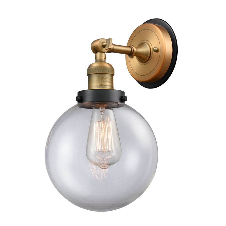 Innovations Franklin Restoration 203BB-BPBK-HRBK-G202-8 Wall Sconce Light - Brushed Brass
