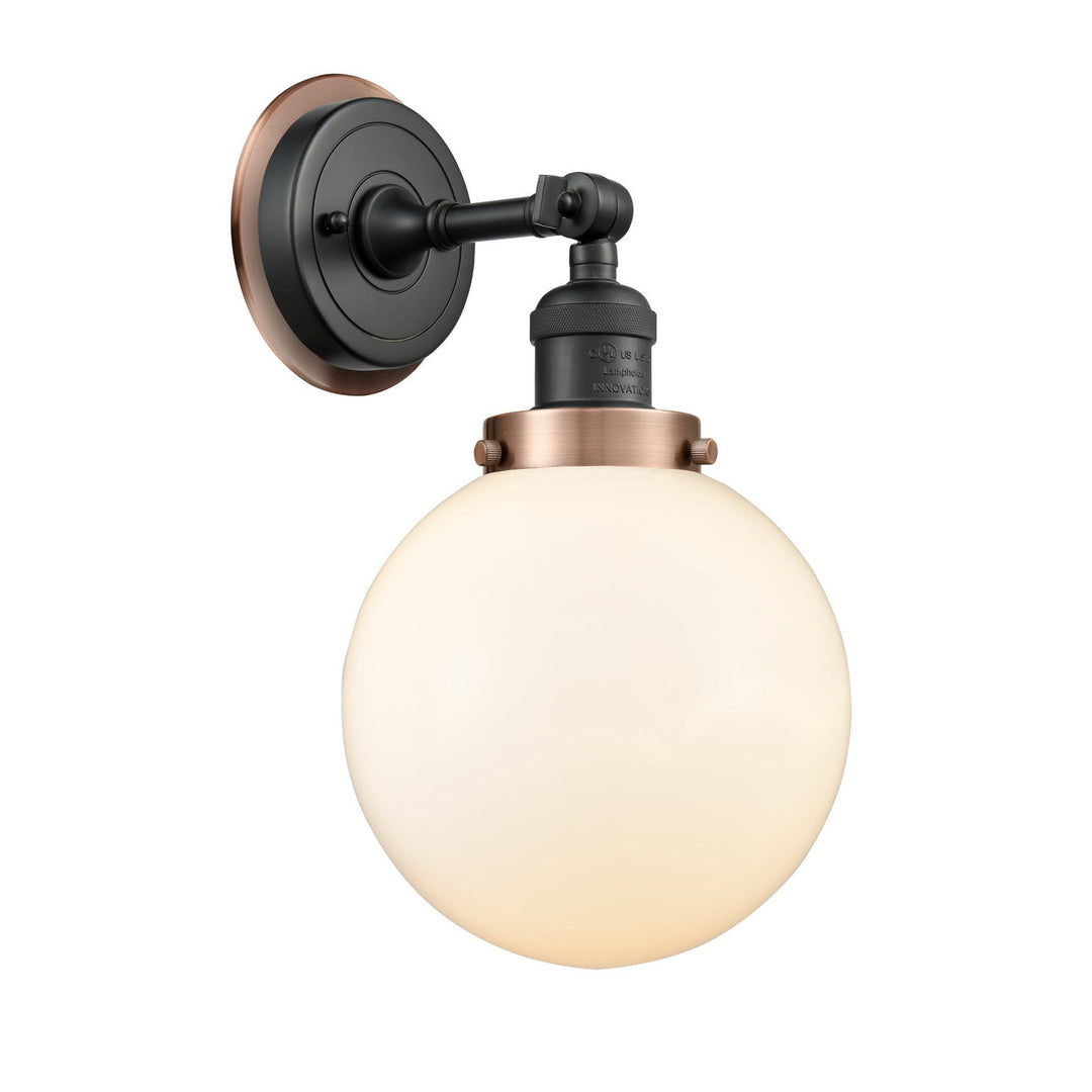 Innovations Franklin Restoration 203BK-BPAC-HRAC-G201-8 Wall Sconce Light - Matte Black