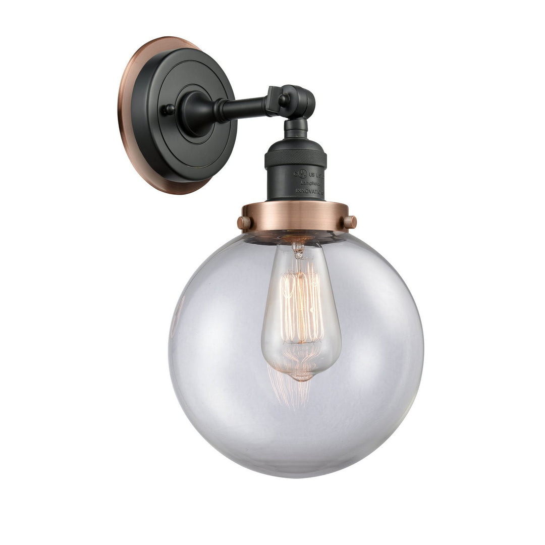 Innovations Franklin Restoration 203BK-BPAC-HRAC-G202-8 Wall Sconce Light - Matte Black