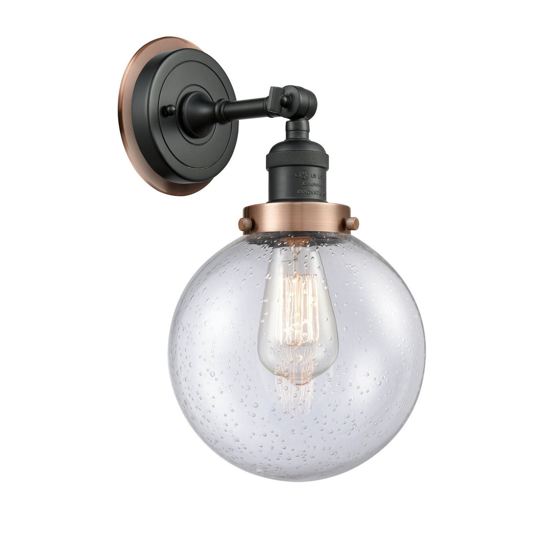 Innovations Franklin Restoration 203BK-BPAC-HRAC-G204-8 Wall Sconce Light - Matte Black