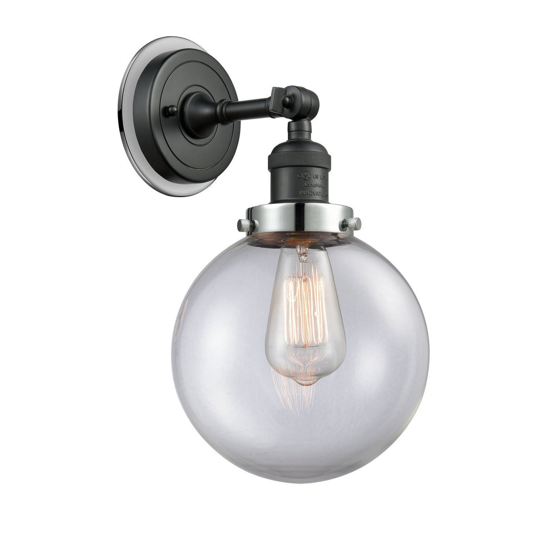 Innovations Franklin Restoration 203BK-BPPC-HRPC-G202-8 Wall Sconce Light - Matte Black