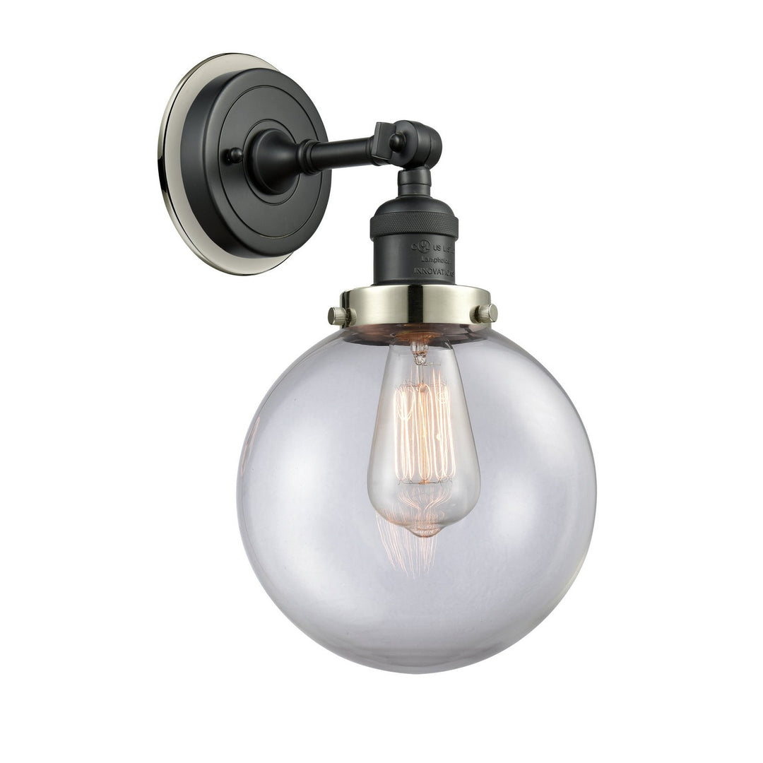 Innovations Franklin Restoration 203BK-BPPN-HRPN-G202-8 Wall Sconce Light - Matte Black
