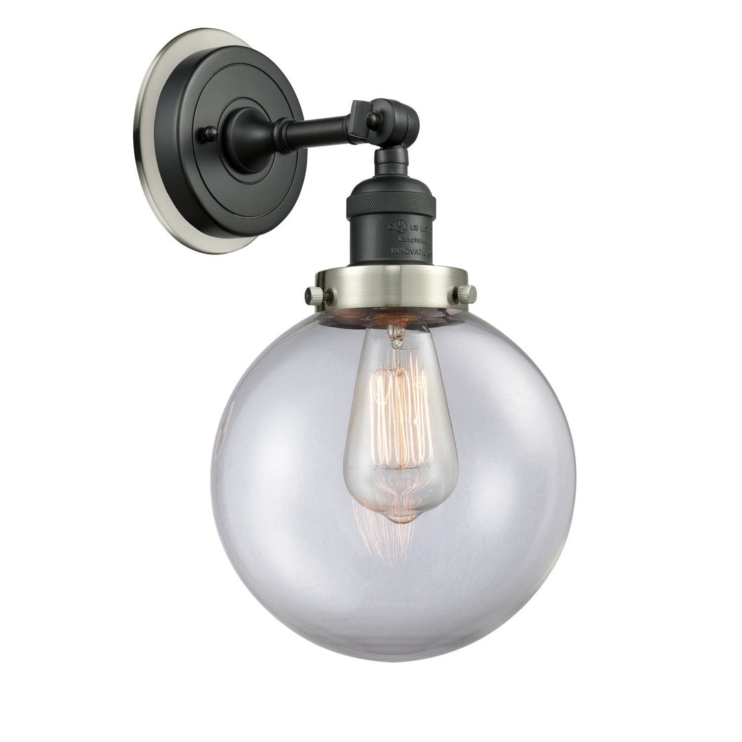 Innovations Franklin Restoration 203BK-BPSN-HRSN-G202-8 Wall Sconce Light - Matte Black