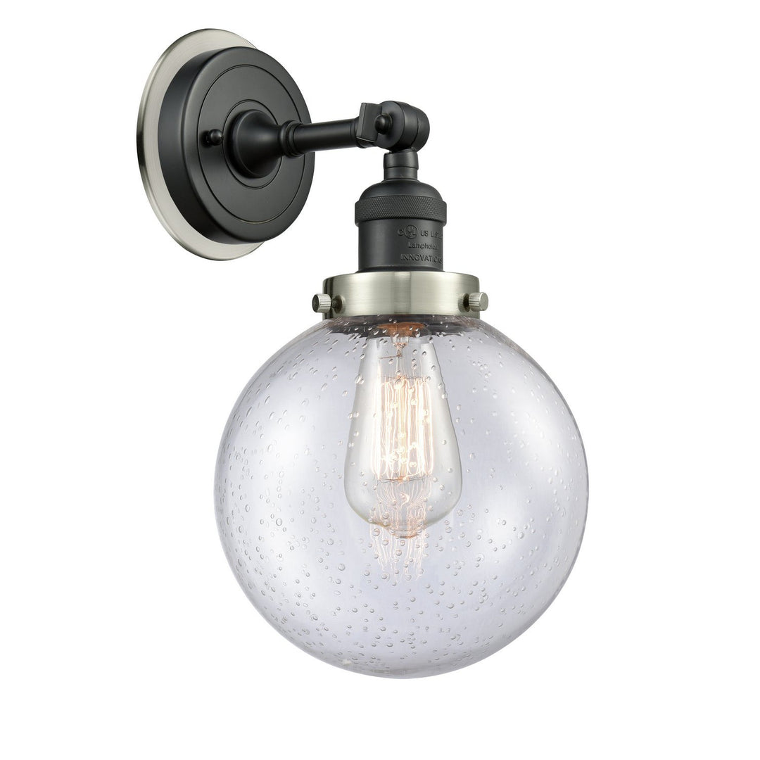 Innovations Franklin Restoration 203BK-BPSN-HRSN-G204-8 Wall Sconce Light - Matte Black