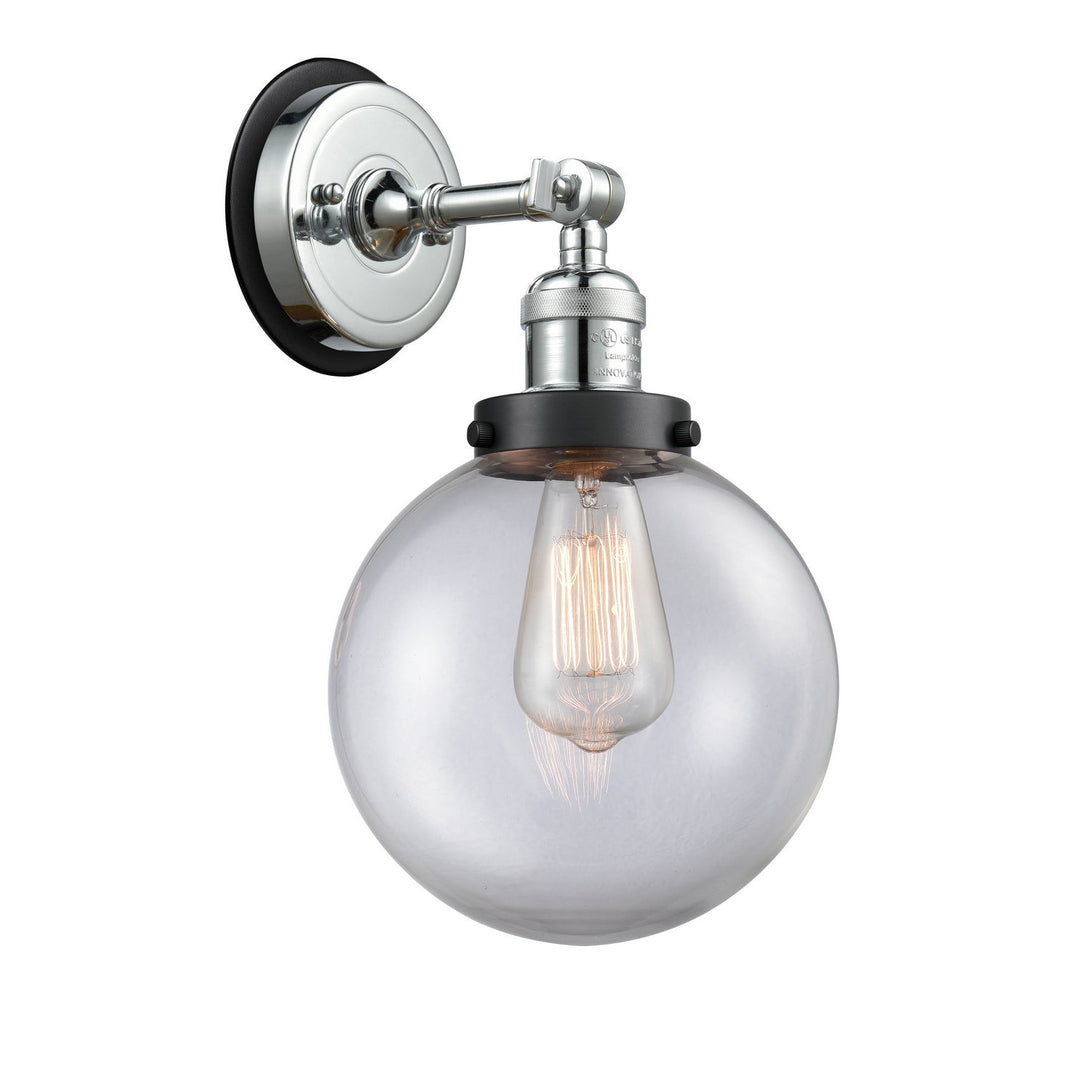 Innovations Franklin Restoration 203PC-BPBK-HRBK-G202-8 Wall Sconce Light - Polished Chrome