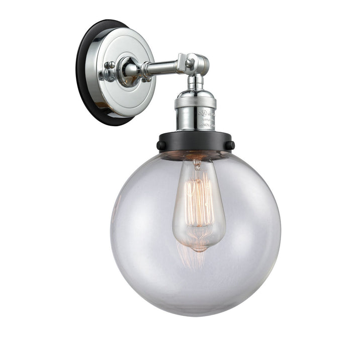 Innovations Franklin Restoration 203PC-BPBK-HRBK-G202-8 Wall Sconce Light - Polished Chrome