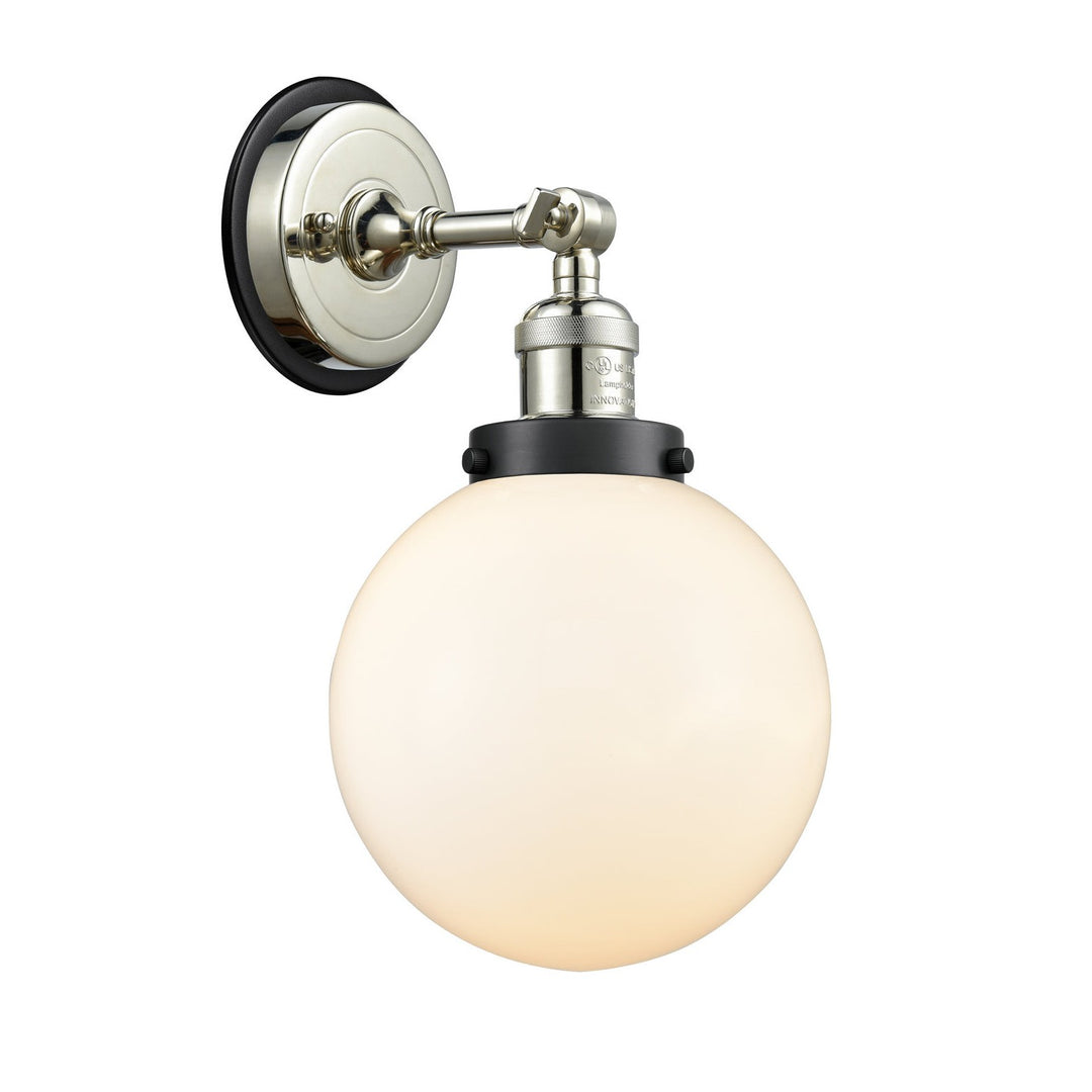 Innovations Franklin Restoration 203PN-BPBK-HRBK-G201-8 Wall Sconce Light - Polished Nickel