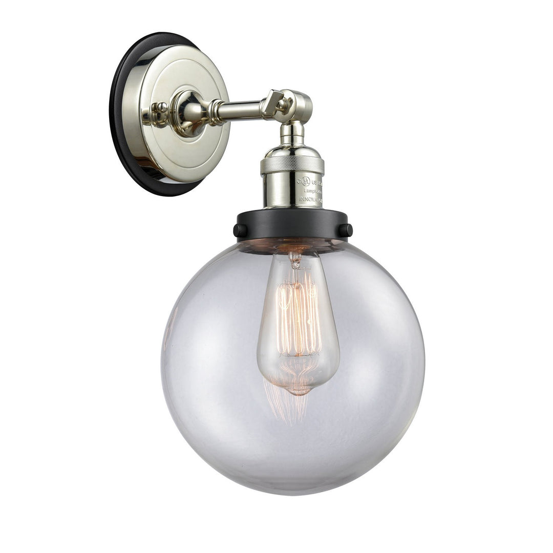 Innovations Franklin Restoration 203PN-BPBK-HRBK-G202-8 Wall Sconce Light - Polished Nickel