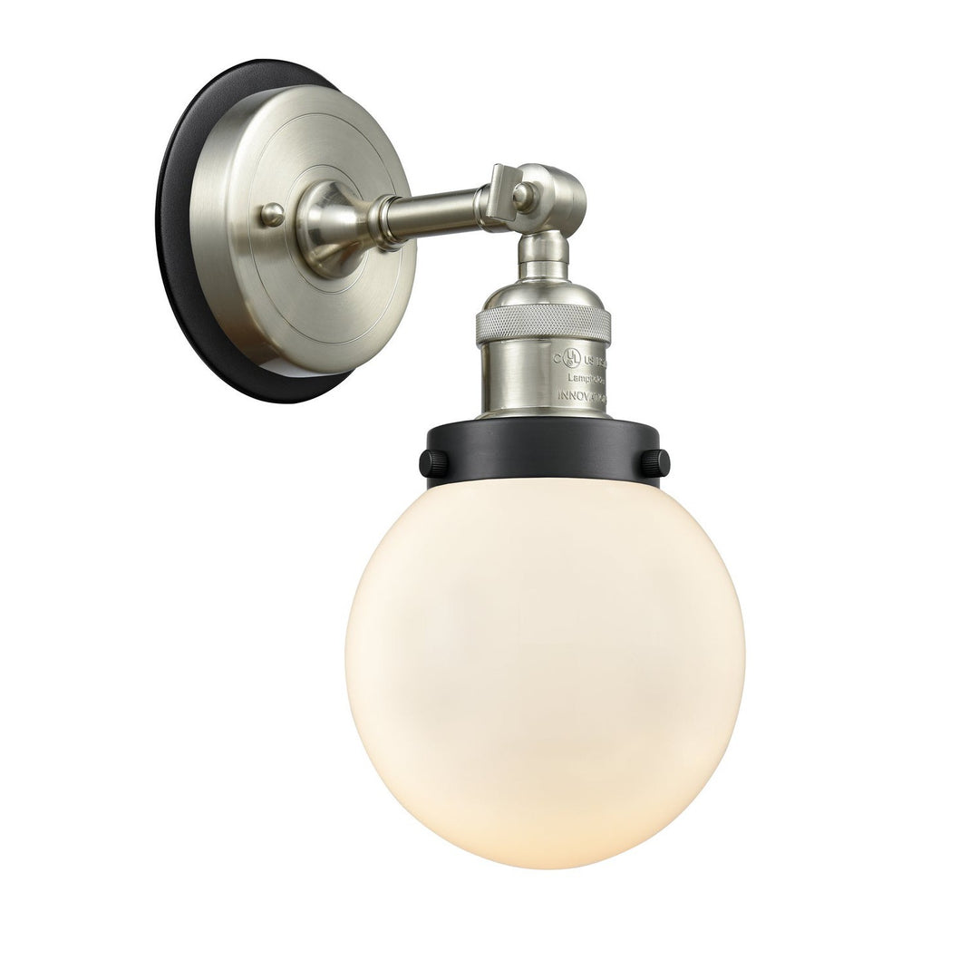 Innovations Franklin Restoration 203SN-BPBK-HRBK-G201-6 Wall Sconce Light - Brushed Satin Nickel