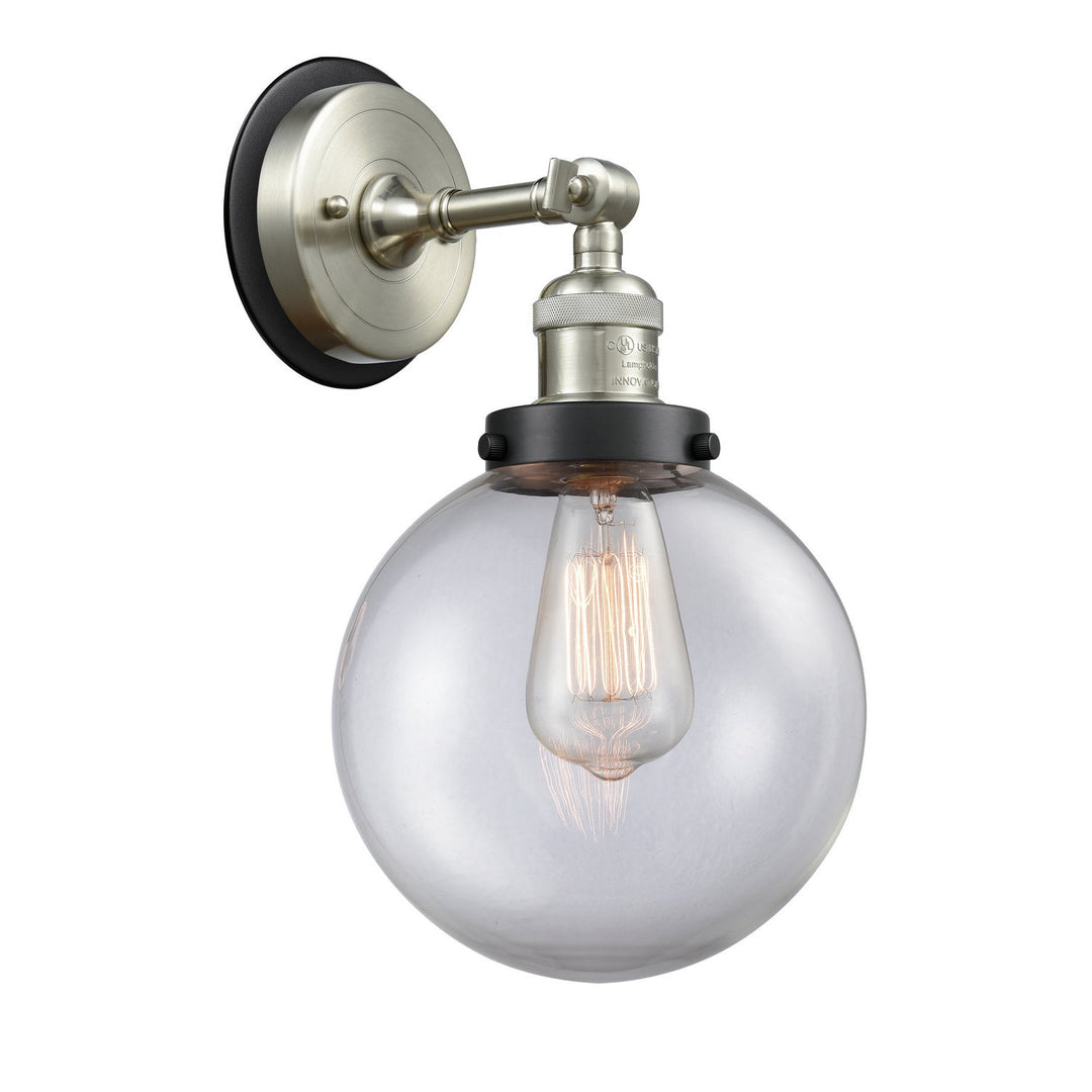 Innovations Franklin Restoration 203SN-BPBK-HRBK-G202-8 Wall Sconce Light - Brushed Satin Nickel