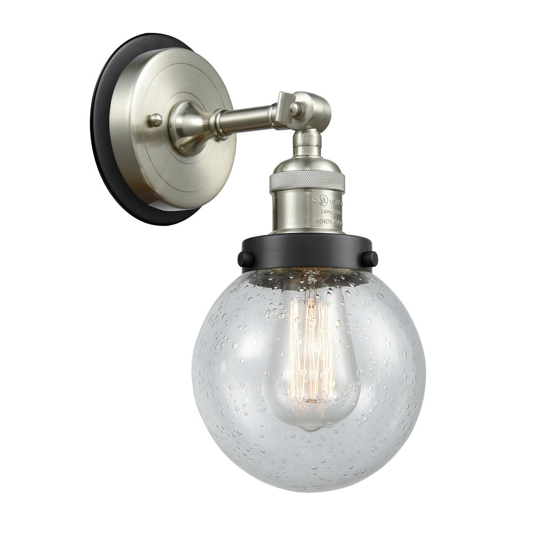 Innovations Franklin Restoration 203SN-BPBK-HRBK-G204-6 Wall Sconce Light - Brushed Satin Nickel