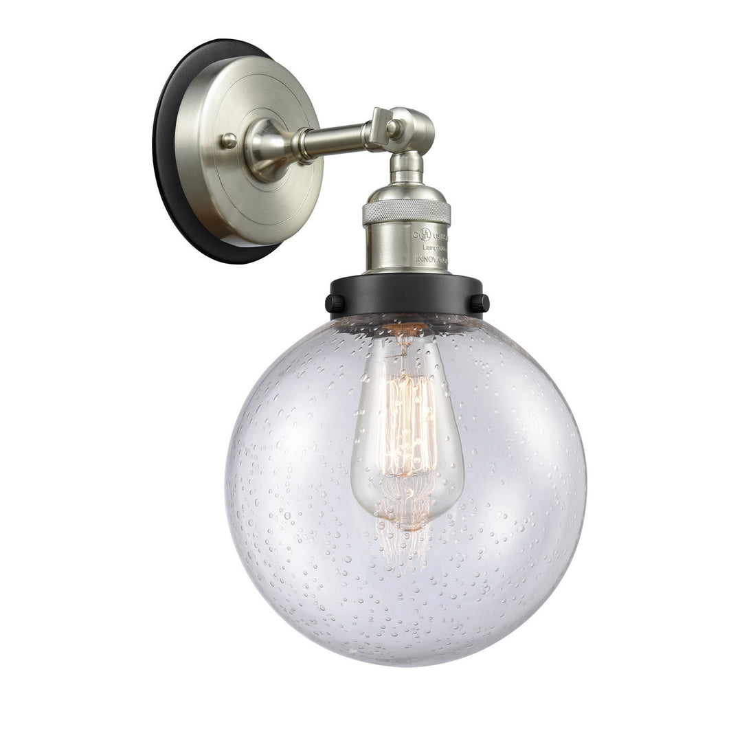 Innovations Franklin Restoration 203SN-BPBK-HRBK-G204-8 Wall Sconce Light - Brushed Satin Nickel