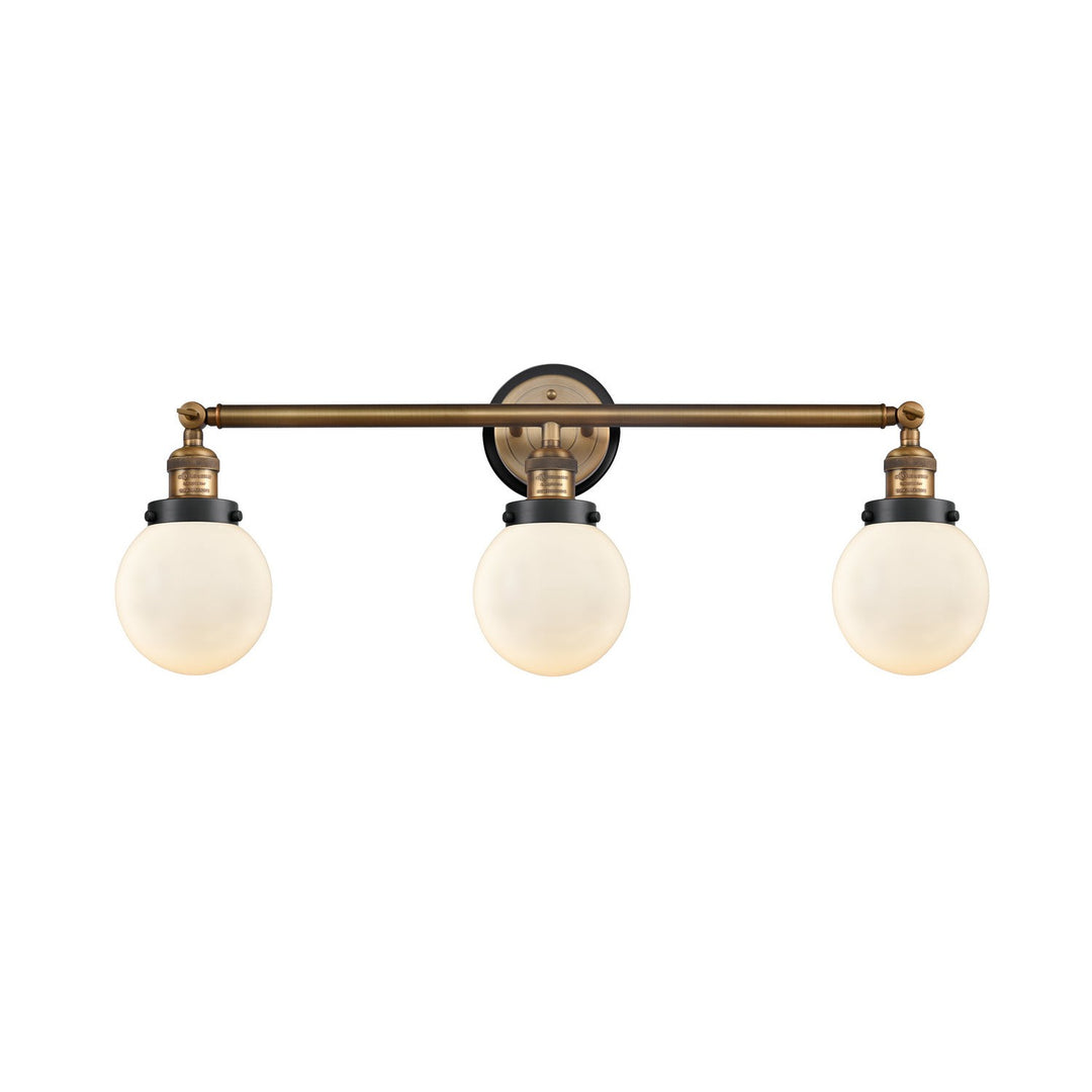 Innovations Franklin Restoration 205BB-BPBK-HRBK-G201-6 Bath Vanity Light 30 in. wide - Brushed Brass