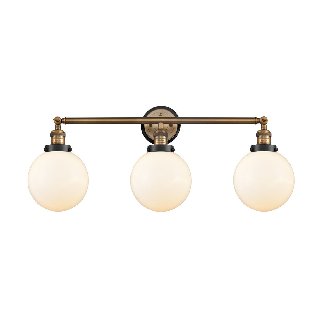 Innovations Franklin Restoration 205BB-BPBK-HRBK-G201-8 Bath Vanity Light 32 in. wide - Brushed Brass