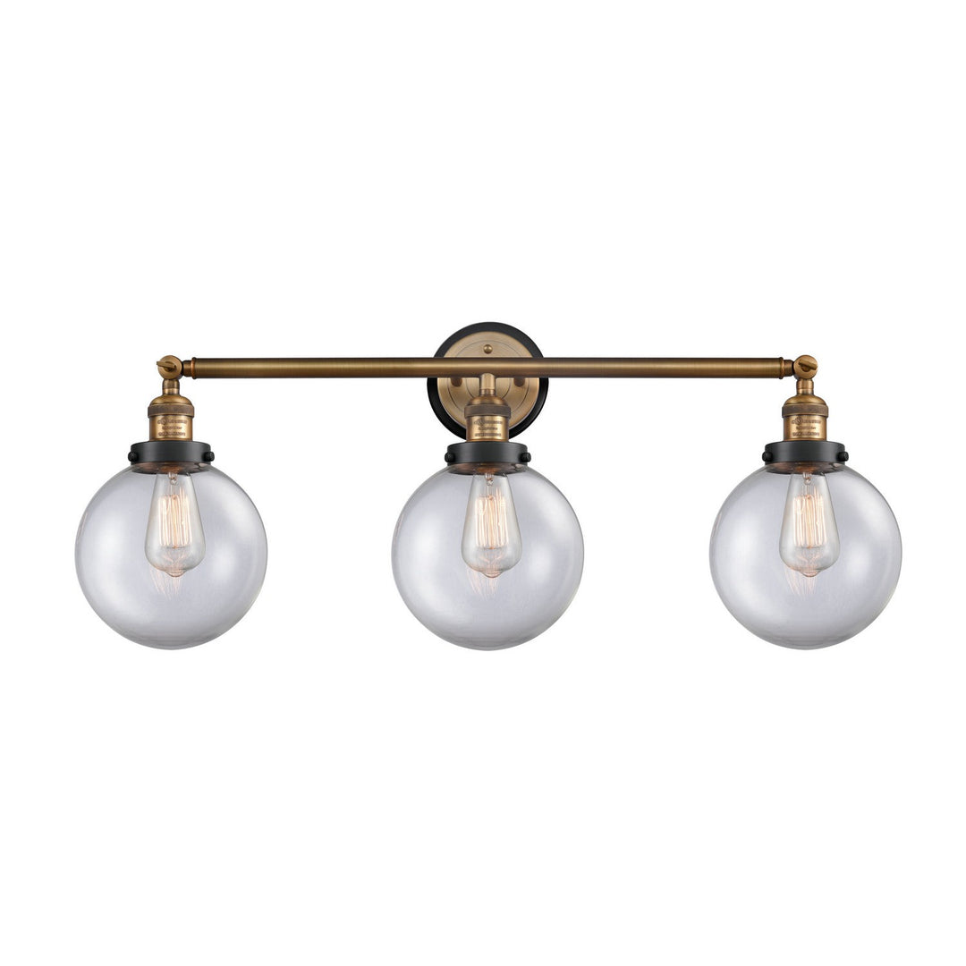 Innovations Franklin Restoration 205BB-BPBK-HRBK-G202-8 Bath Vanity Light 32 in. wide - Brushed Brass