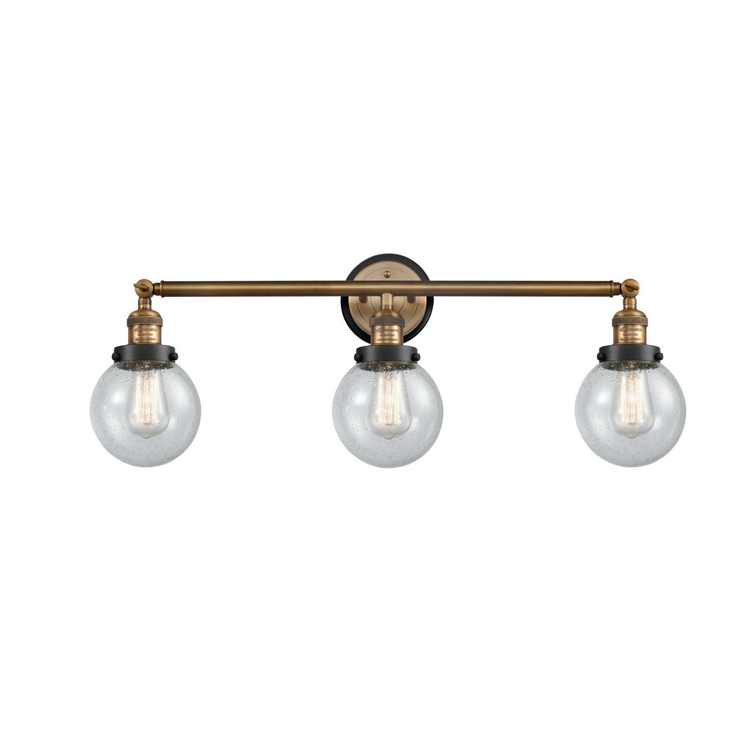 Innovations Franklin Restoration 205BB-BPBK-HRBK-G204-6 Bath Vanity Light 30 in. wide - Brushed Brass