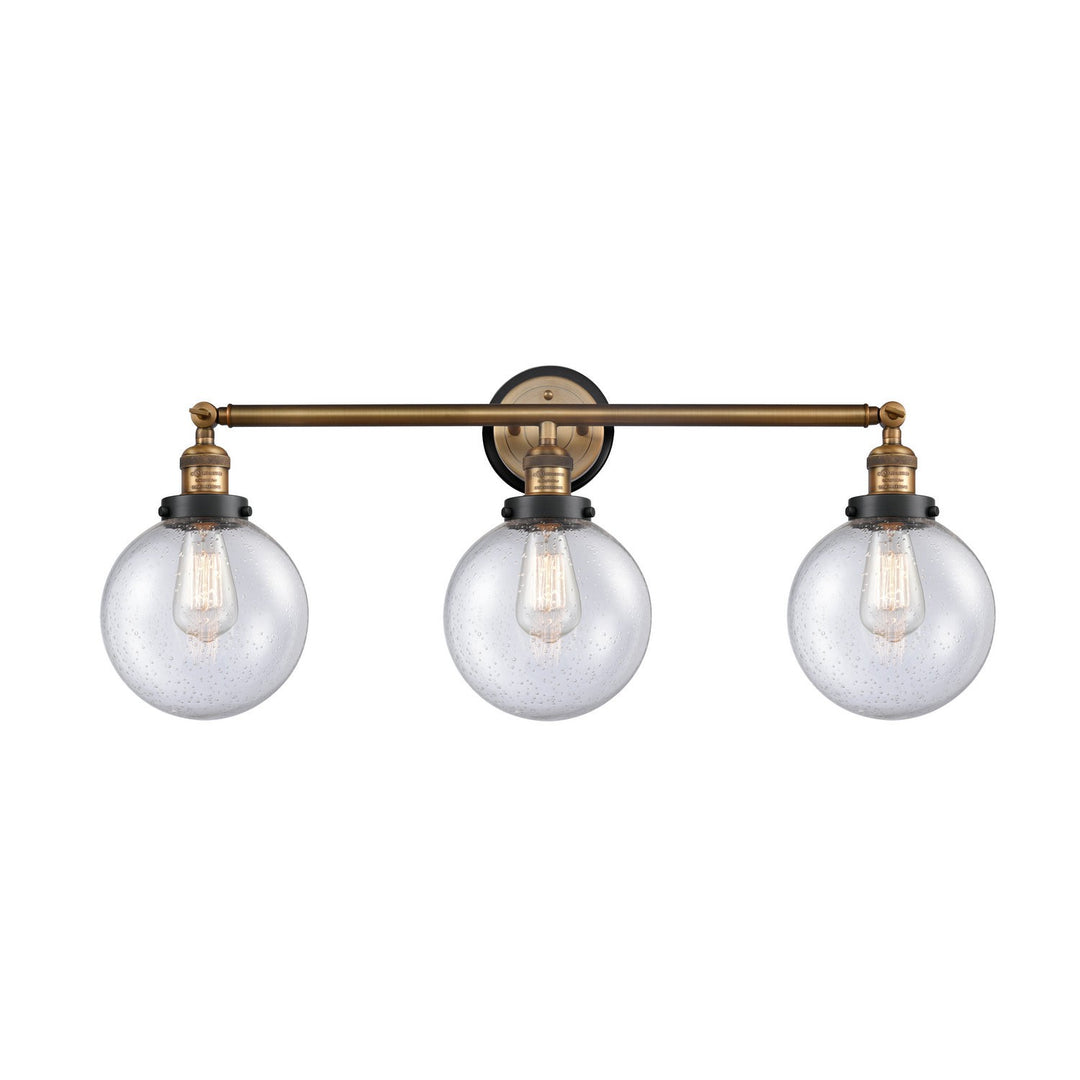 Innovations Franklin Restoration 205BB-BPBK-HRBK-G204-8 Bath Vanity Light 32 in. wide - Brushed Brass