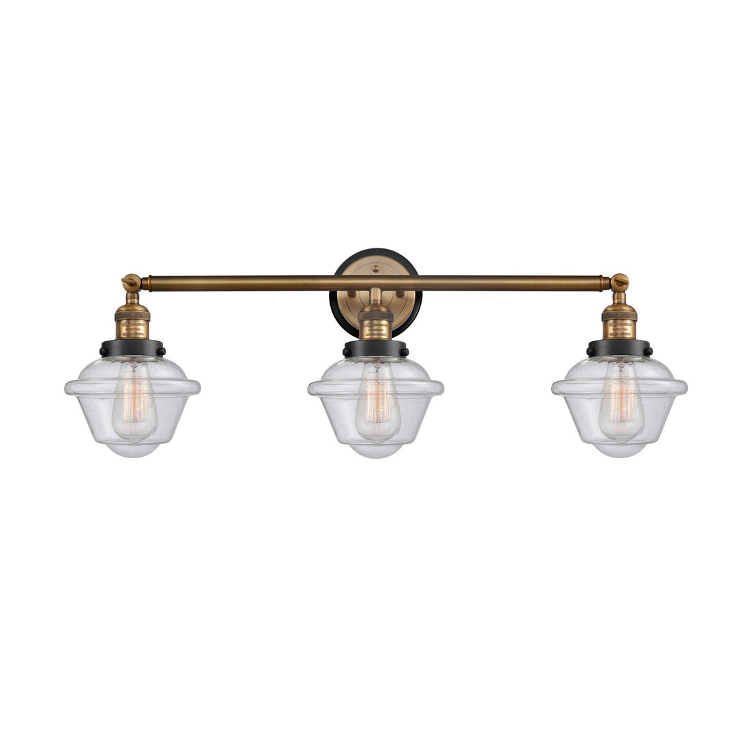 Innovations Franklin Restoration 205BB-BPBK-HRBK-G534 Bath Vanity Light 34 in. wide - Brushed Brass