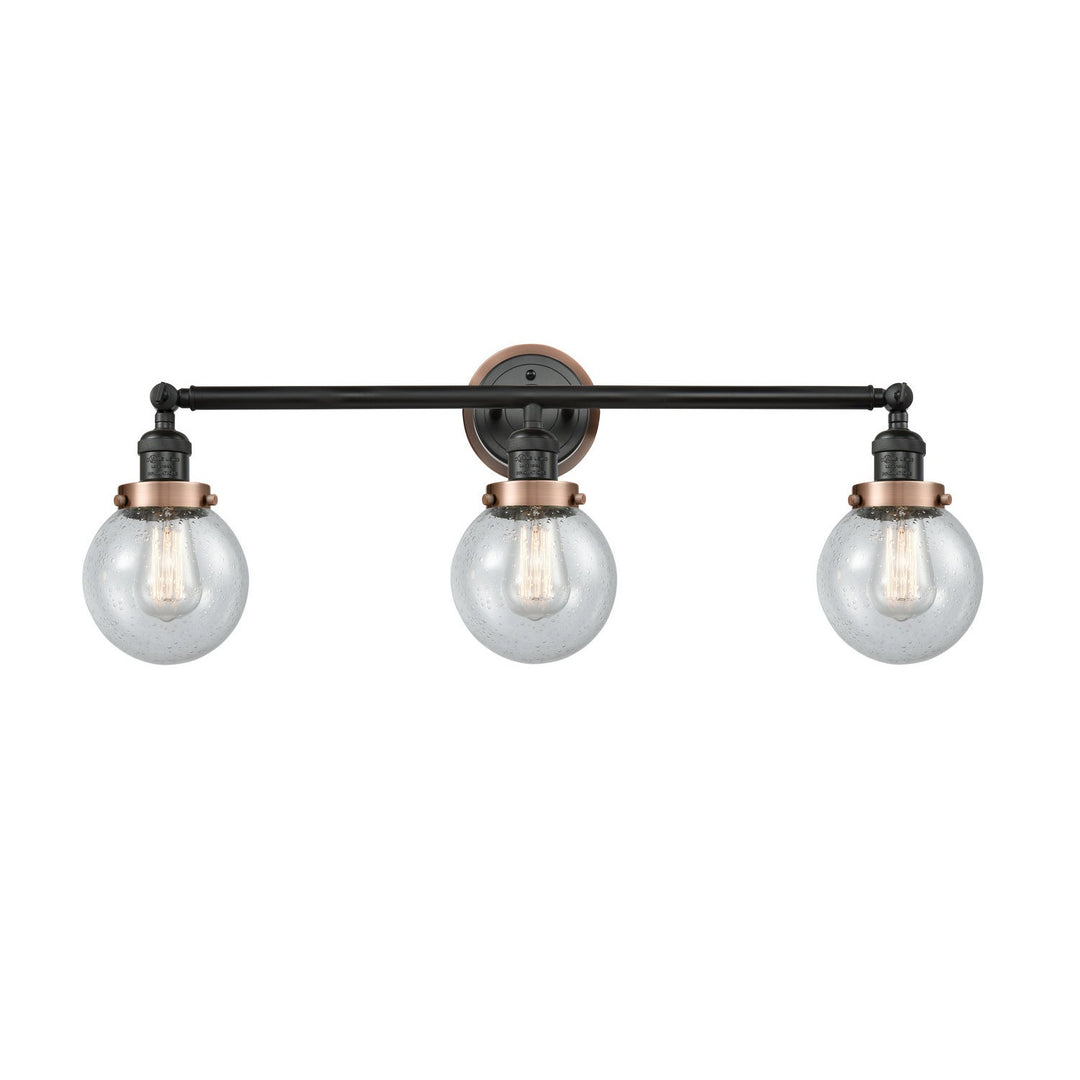 Innovations Franklin Restoration 205BK-BPAC-HRAC-G204-6 Bath Vanity Light 30 in. wide - Matte Black