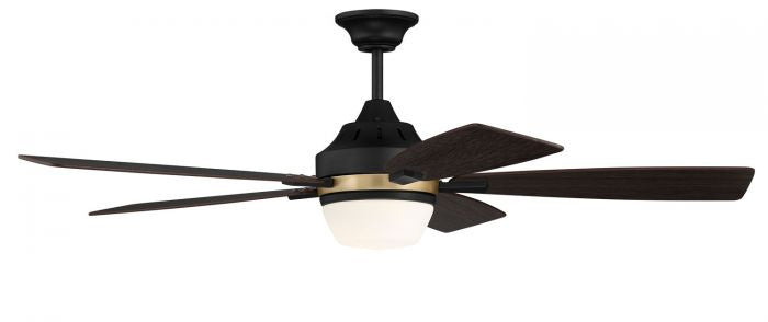 Craftmade Fresco FRS52FBSB5 Ceiling Fan 52 - Flat Black/Satin Brass, Black Walnut/Grey Walnut/