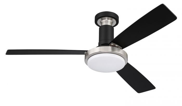 Craftmade Manning MNG52FBBNK3 Ceiling Fan 52 - Flat Black/Brushed Polished Nickel, Flat Black/Flat Black/