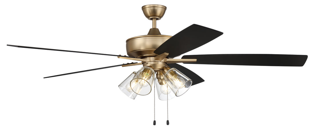 Craftmade Super Pro 104 S104SB5-60BWNFB Ceiling Fan 60 - Satin Brass, Black Walnut/Flat Black/