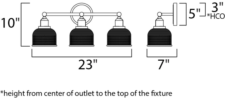 Maxim Hollow 11323CLPC Bath Vanity Light 23 in. wide - Polished Chrome