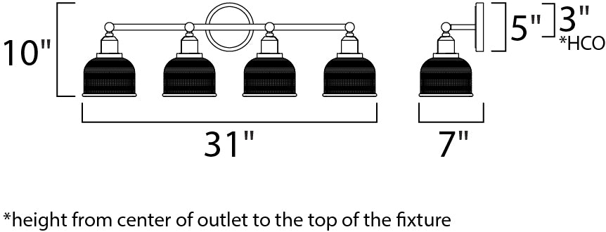 Maxim Hollow 11324CLPC Bath Vanity Light 31 in. wide - Polished Chrome