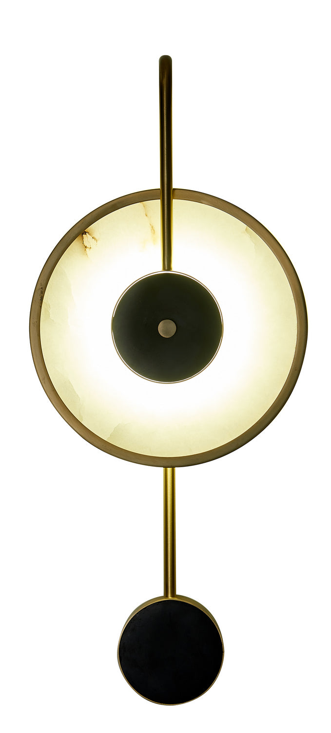 Bethel International FT77W24BR Wall Sconce Light - Stainless Steel & Alabaster