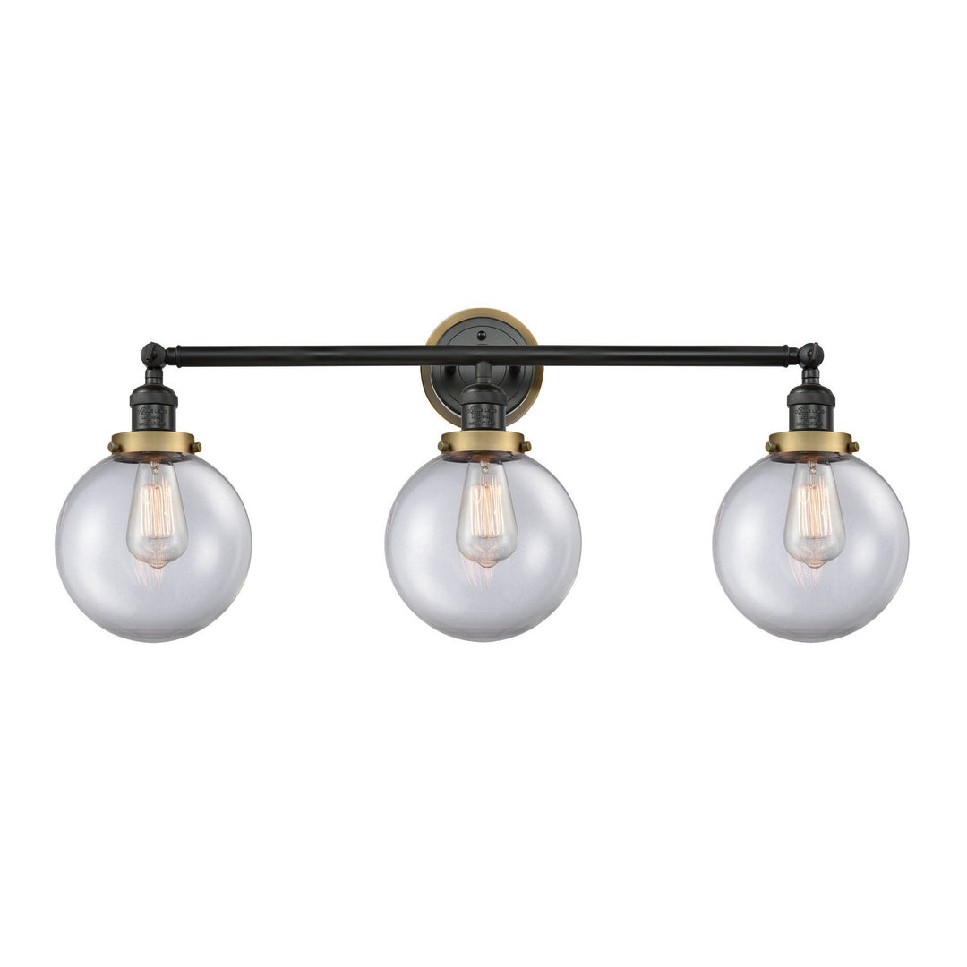 Innovations Franklin Restoration 205BK-BPBB-HRBB-G202-8 Bath Vanity Light 32 in. wide - Matte Black