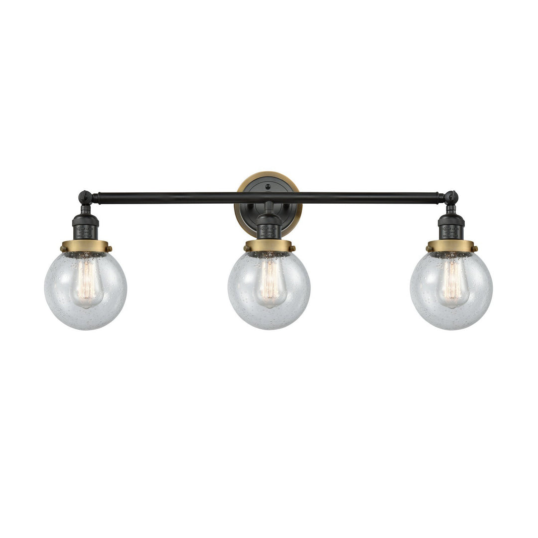 Innovations Franklin Restoration 205BK-BPBB-HRBB-G204-6 Bath Vanity Light 30 in. wide - Matte Black