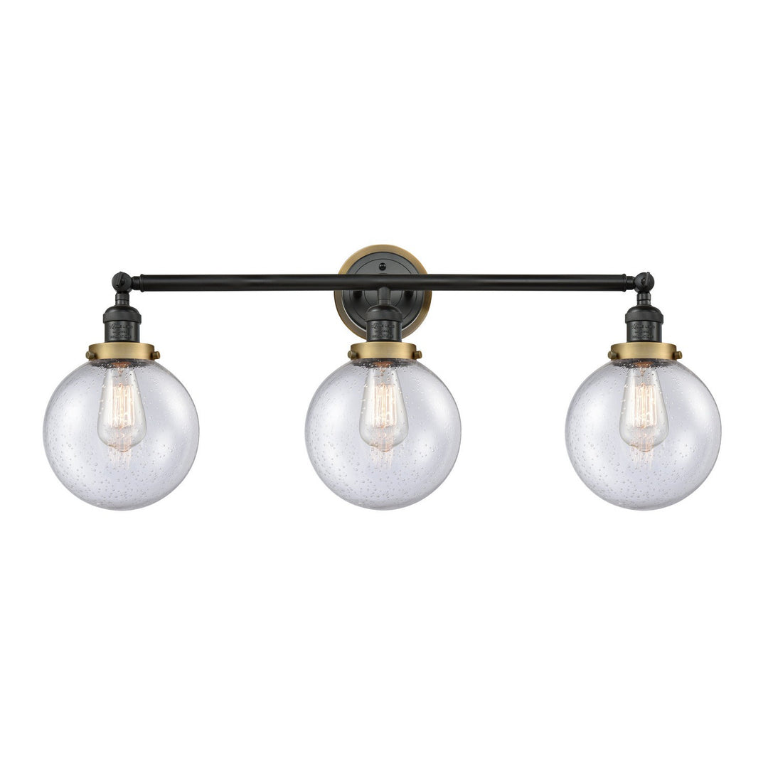 Innovations Franklin Restoration 205BK-BPBB-HRBB-G204-8 Bath Vanity Light 32 in. wide - Matte Black