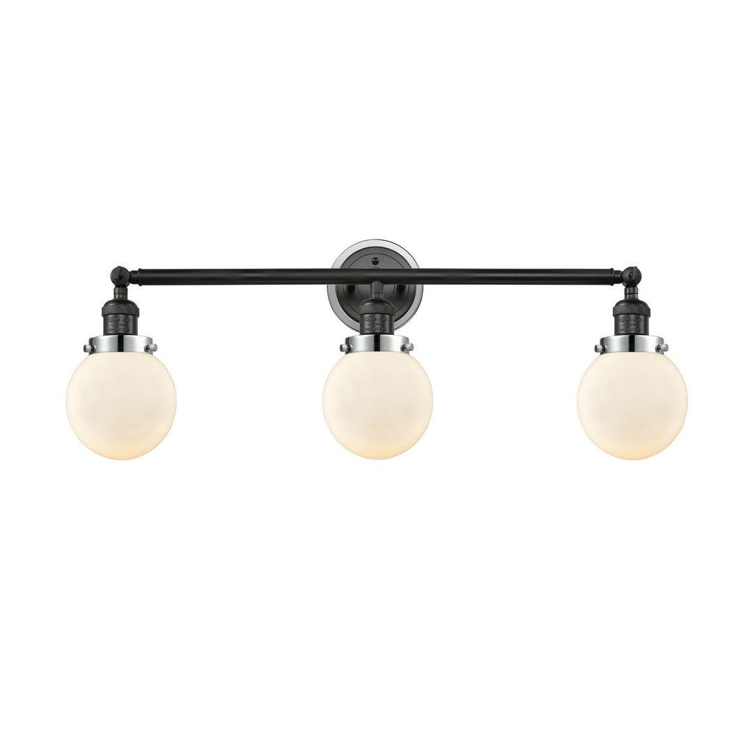 Innovations Franklin Restoration 205BK-BPPC-HRPC-G201-6 Bath Vanity Light 30 in. wide - Matte Black
