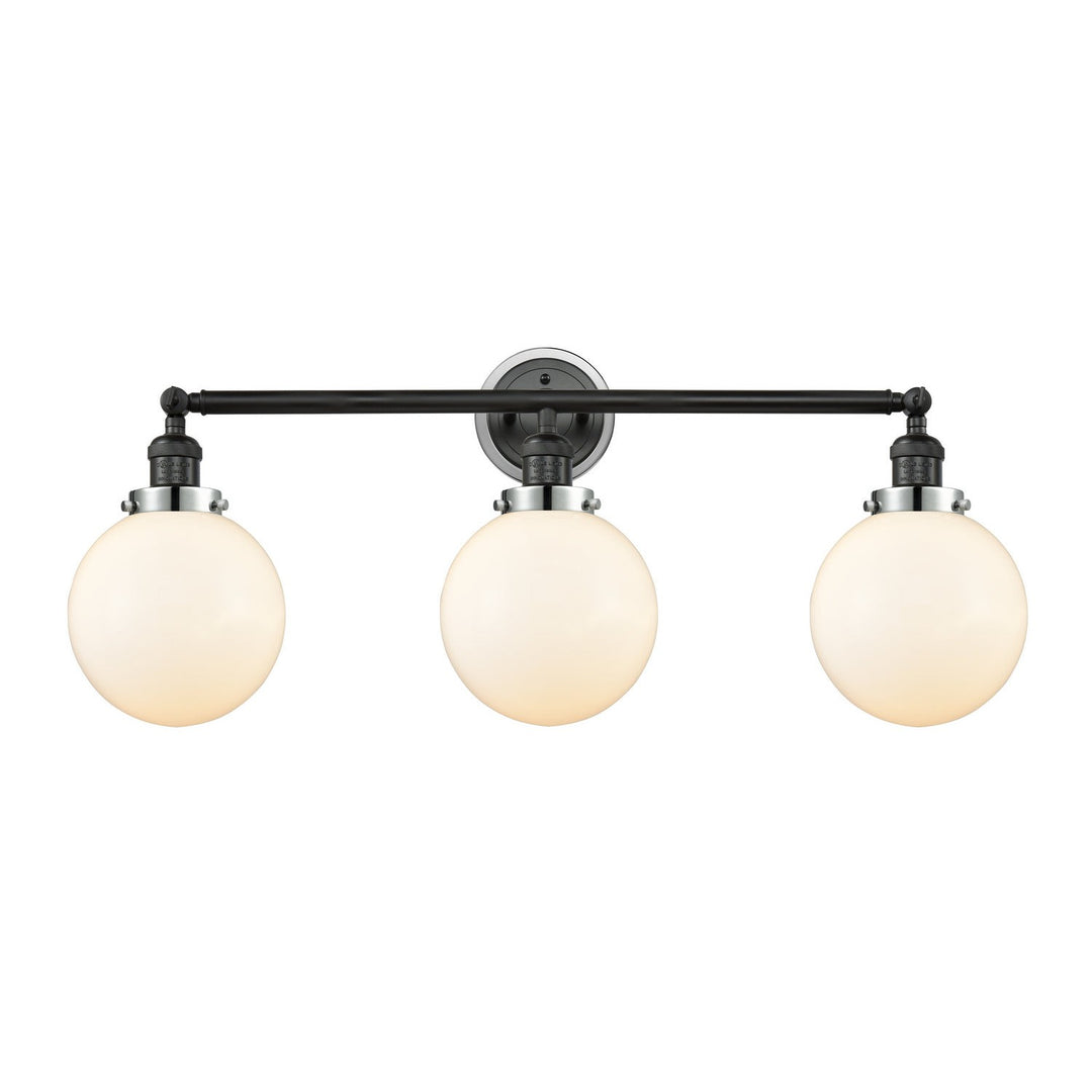Innovations Franklin Restoration 205BK-BPPC-HRPC-G201-8 Bath Vanity Light 32 in. wide - Matte Black